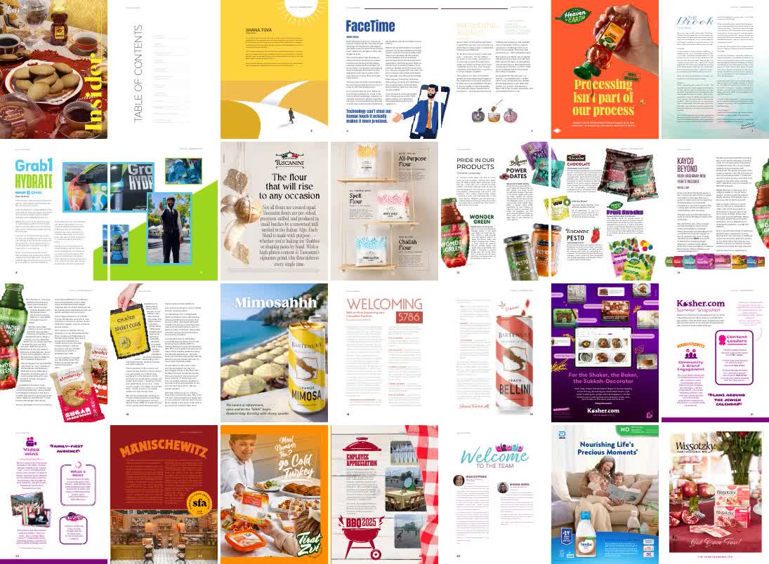 Contact sheet of the 28 pages of the Kayco Insider Rosh Hashanah 2025 issue